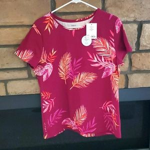 New magenta blouse with leaf patterns